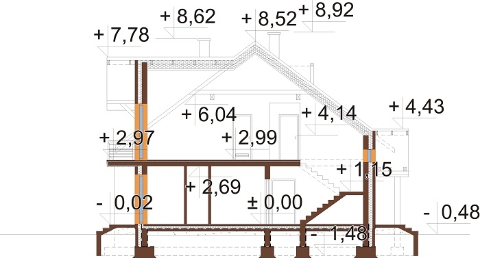Projekt domu L-6729 - przekrój