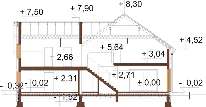 Projekt domu L-6672 - przekrój