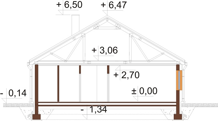 Projekt domu L-6654 - przekrój