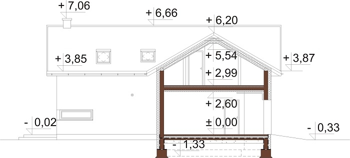 Projekt domu L-6760 - przekrój