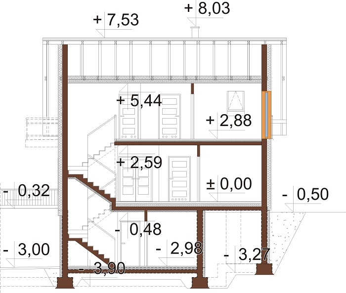 Projekt domu DM-6725 - przekrój