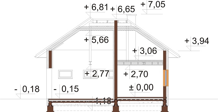 Projekt domu L-6740 - przekrój