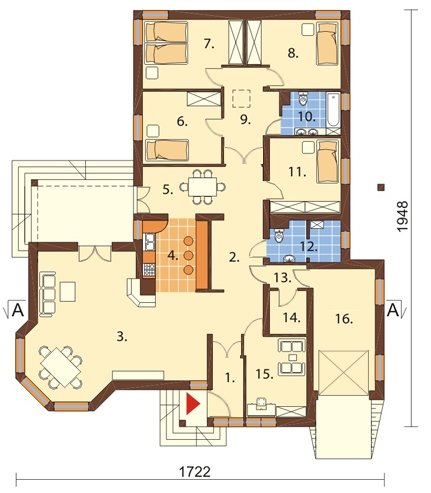 Projekt domu DM-5572 - rzut