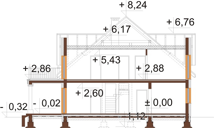 Projekt domu L-6752 - przekrój