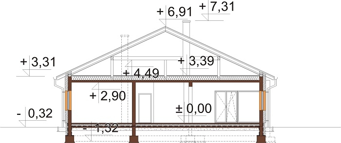 Projekt domu L-6754 - przekrój