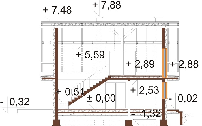 Projekt domu DM-6755 - przekrój