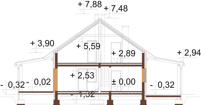 Projekt domu L-6755 - przekrój