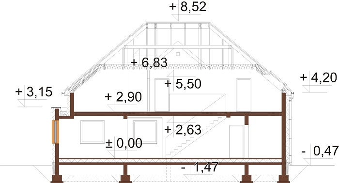 Projekt domu DM-6758 - przekrój