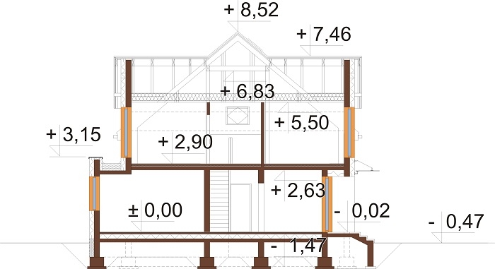 Projekt domu DM-6758 - przekrój