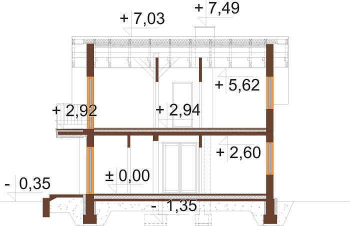 Projekt domu DM-6775 - przekrój