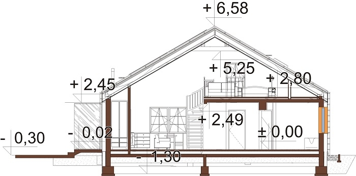 Projekt domu L-6757 - przekrój