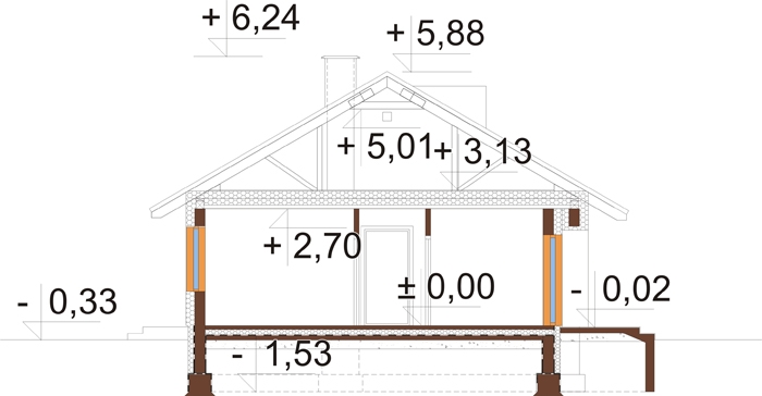 Projekt domu L-6616 C - przekrój