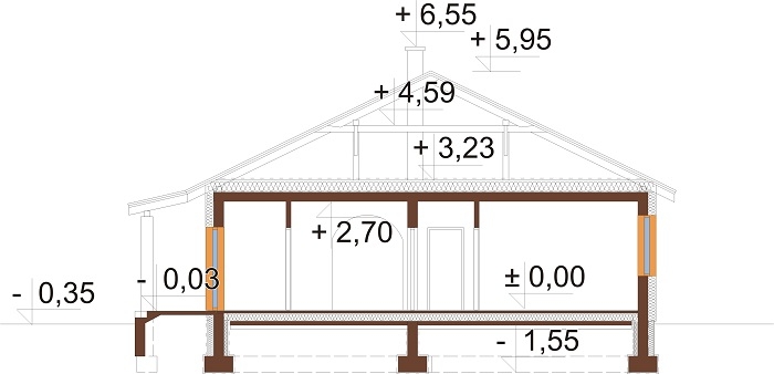 Projekt domu L-5518 - przekrój