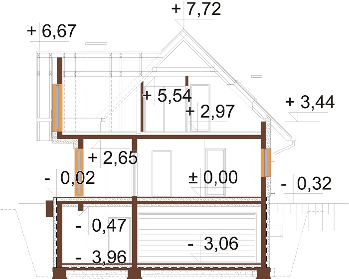 Projekt domu L-6764 - przekrój