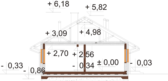 Projekt domu L-6616 H - przekrój