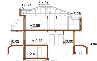 Projekt domu L-5530 - przekrój