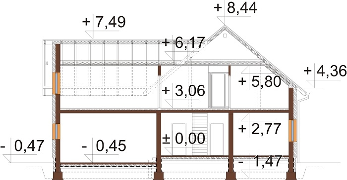 Projekt domu L-6797 - przekrój