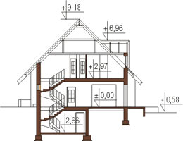 Projekt domu L-5543 - przekrój
