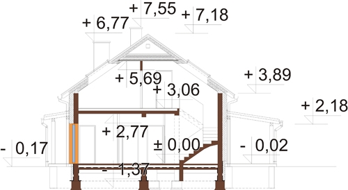 Projekt domu L-6822 - przekrój