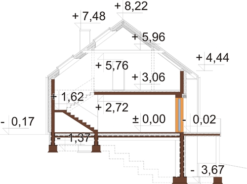 Projekt domu L-6806 - przekrój