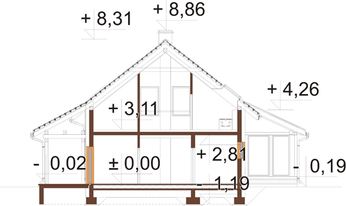Projekt domu L-6819 - przekrój