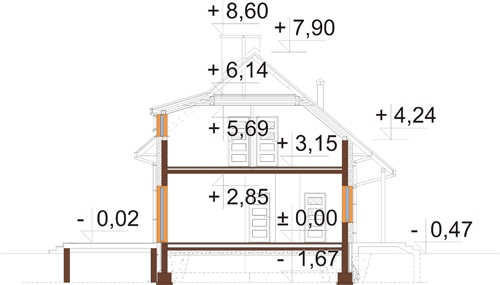 Projekt domu L-6802 - przekrój