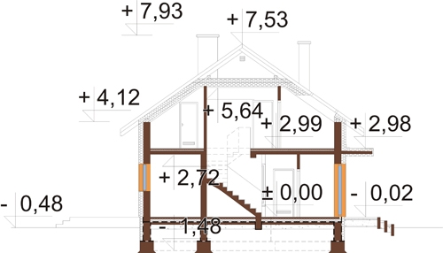 Projekt domu L-6815 - przekrój