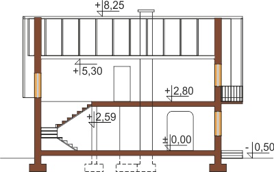 Projekt domu L-5573 - przekrój