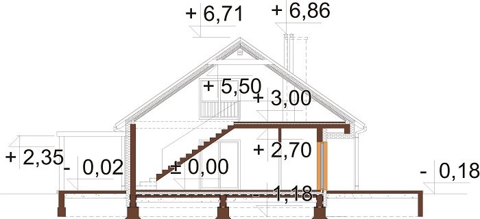 Projekt domu L-6835 - przekrój
