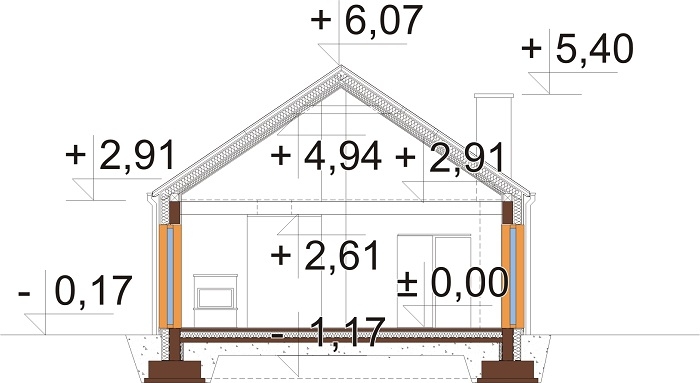 Projekt domu L-6840 - przekrój