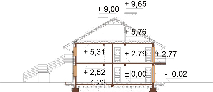 Projekt domu DM-6865. - przekrój