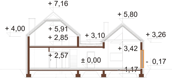 Projekt domu L-6852 - przekrój