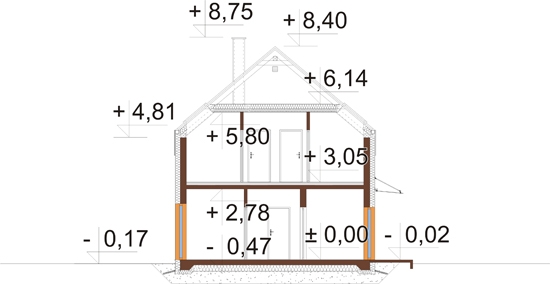 Projekt domu DM-6849. - przekrój