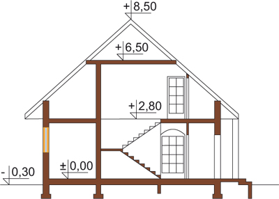 Projekt domu L-5597 - przekrój