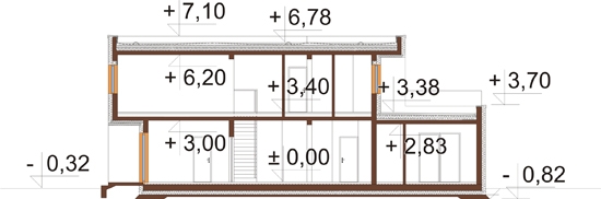 Projekt domu L-6857. - przekrój