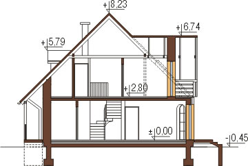 Projekt domu L-6006 - przekrój