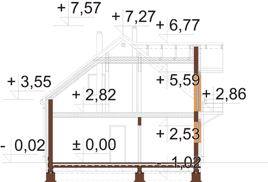 Projekt domu L-6866. - przekrój