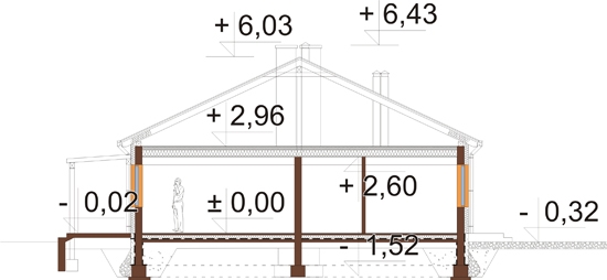 Projekt domu L-6639 B. - przekrój