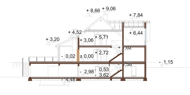 Projekt domu DM-6862. - przekrój