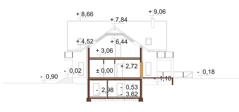 Projekt domu DM-6862. - przekrój