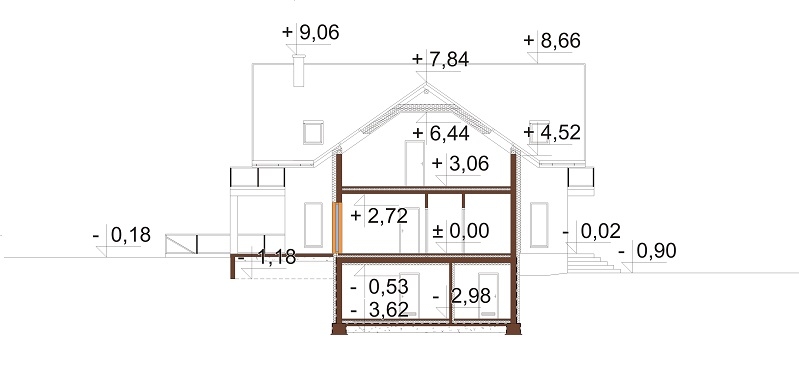 Projekt domu L-6862. - przekrój