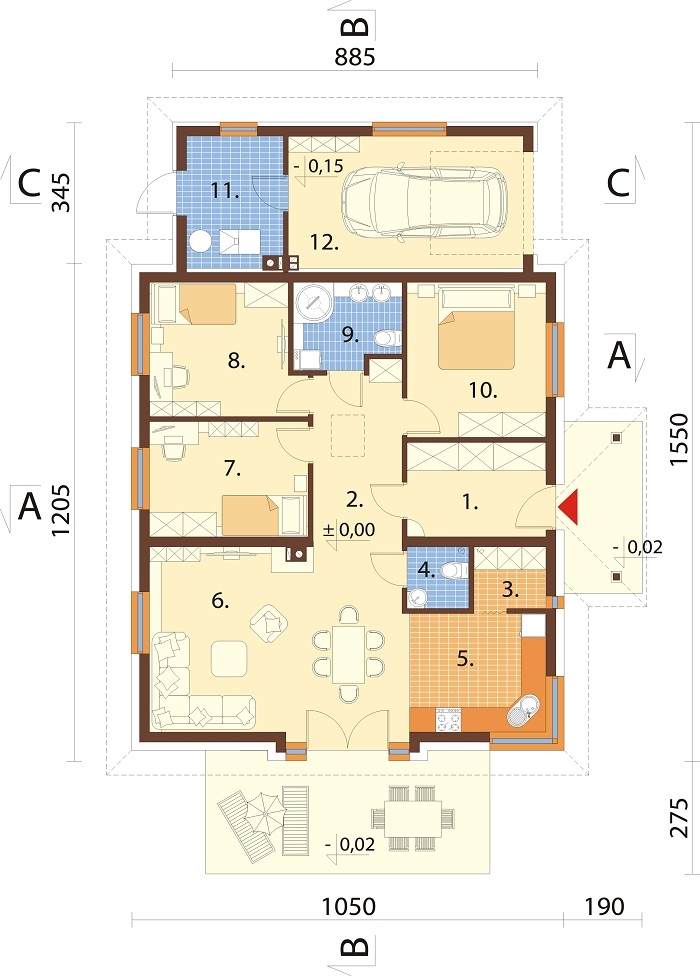 Projekt domu DM-6877. - rzut