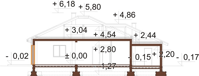 Projekt domu DM-6877. - przekrój