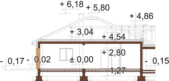 Projekt domu DM-6877 BL. - przekrój