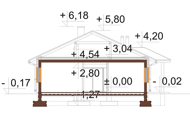 Projekt domu L-6877 BL. - przekrój