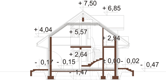 Projekt domu DM-6811 - przekrój