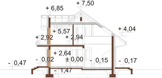 Projekt domu L-6811 - przekrój