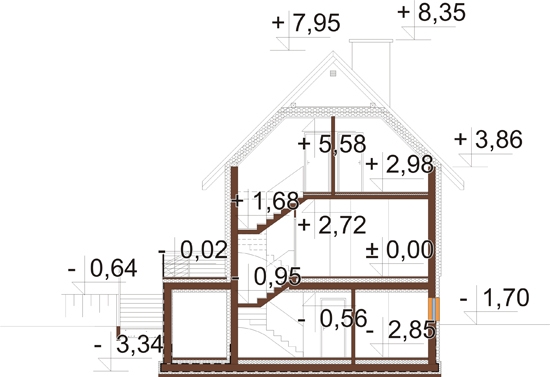 Projekt domu DM-6324B. - przekrój