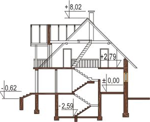 Projekt domu L-6051 - przekrój