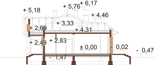 Projekt domu L-6079 - przekrój